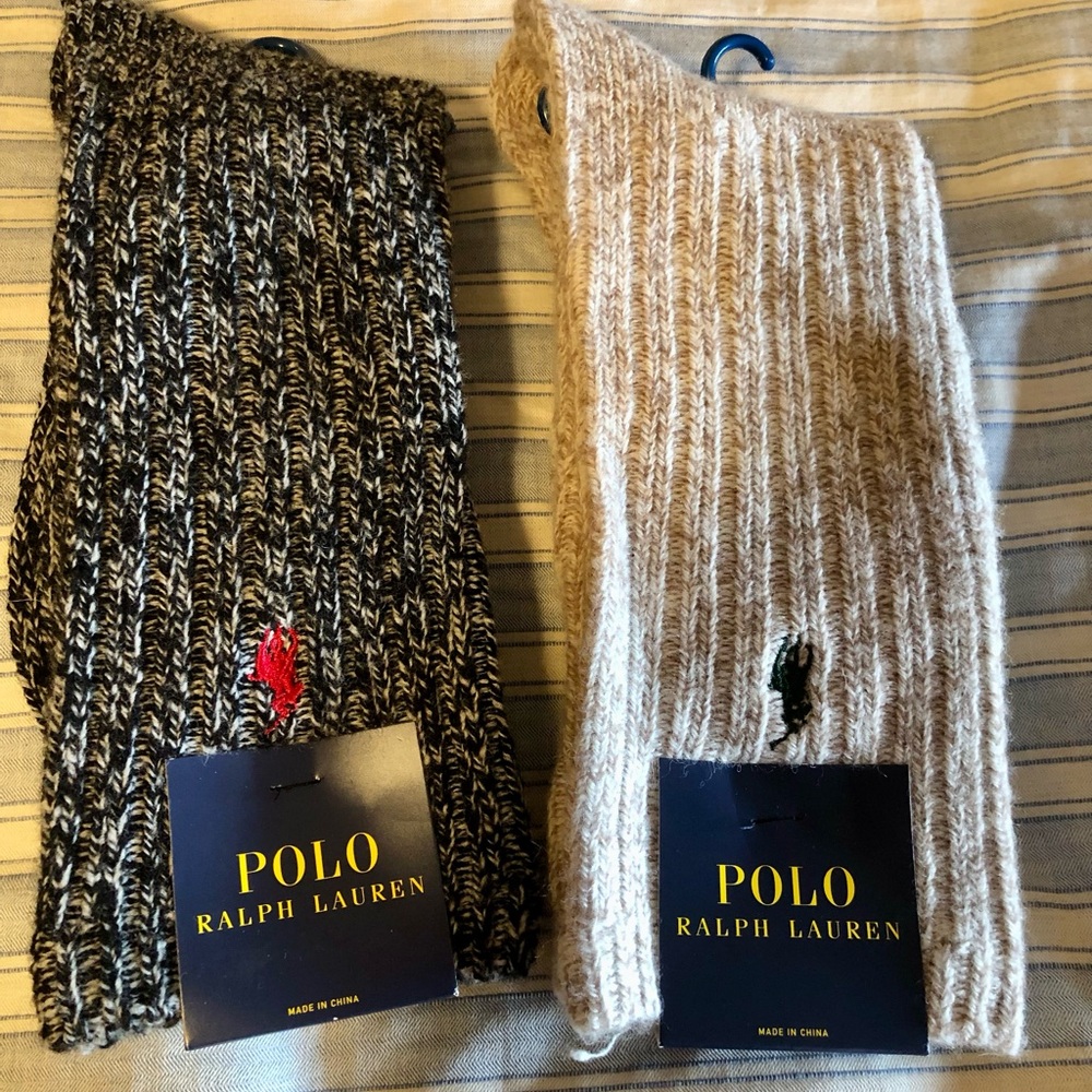 NWT 2 Pairs of Polo Ralph Lauren Rag Wool Socks Navy & Tan